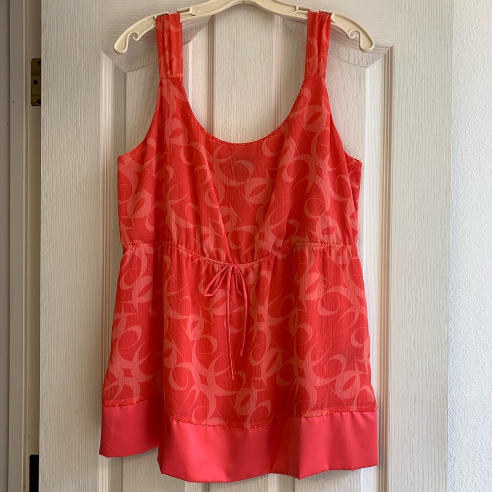Avenue Coral Orange Beaded Tank Top 14/16